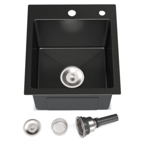 JIMU 1517LT-B-N charcoal black drop-in sink