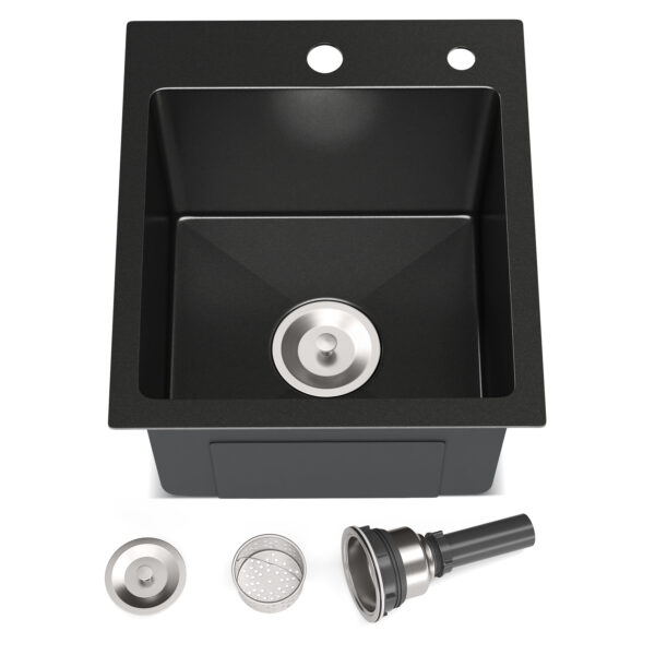 JIMU 1517LT-B-N charcoal black drop-in sink