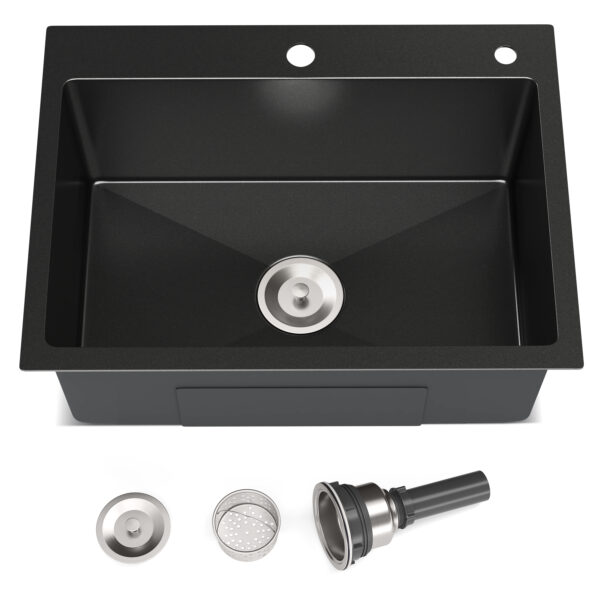 JIMU 2418LT-B charcoal black drop-in sink