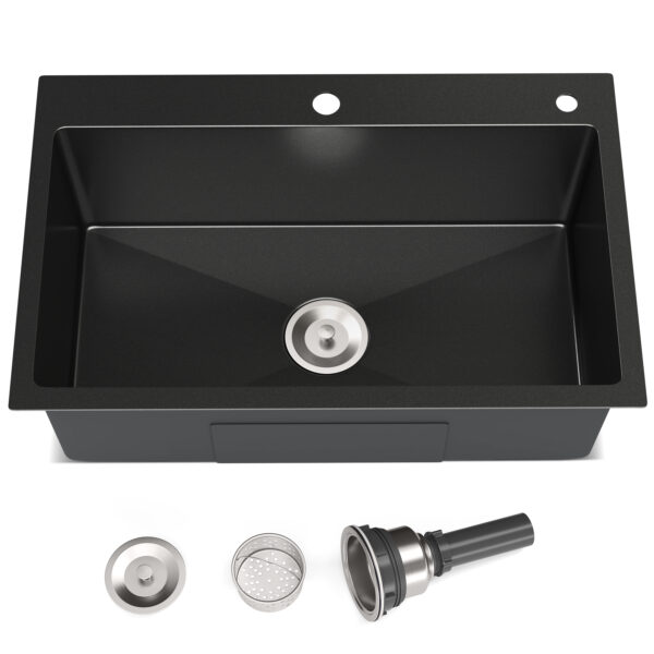 JIMU 2818LT-B charcoal black drop-in sink