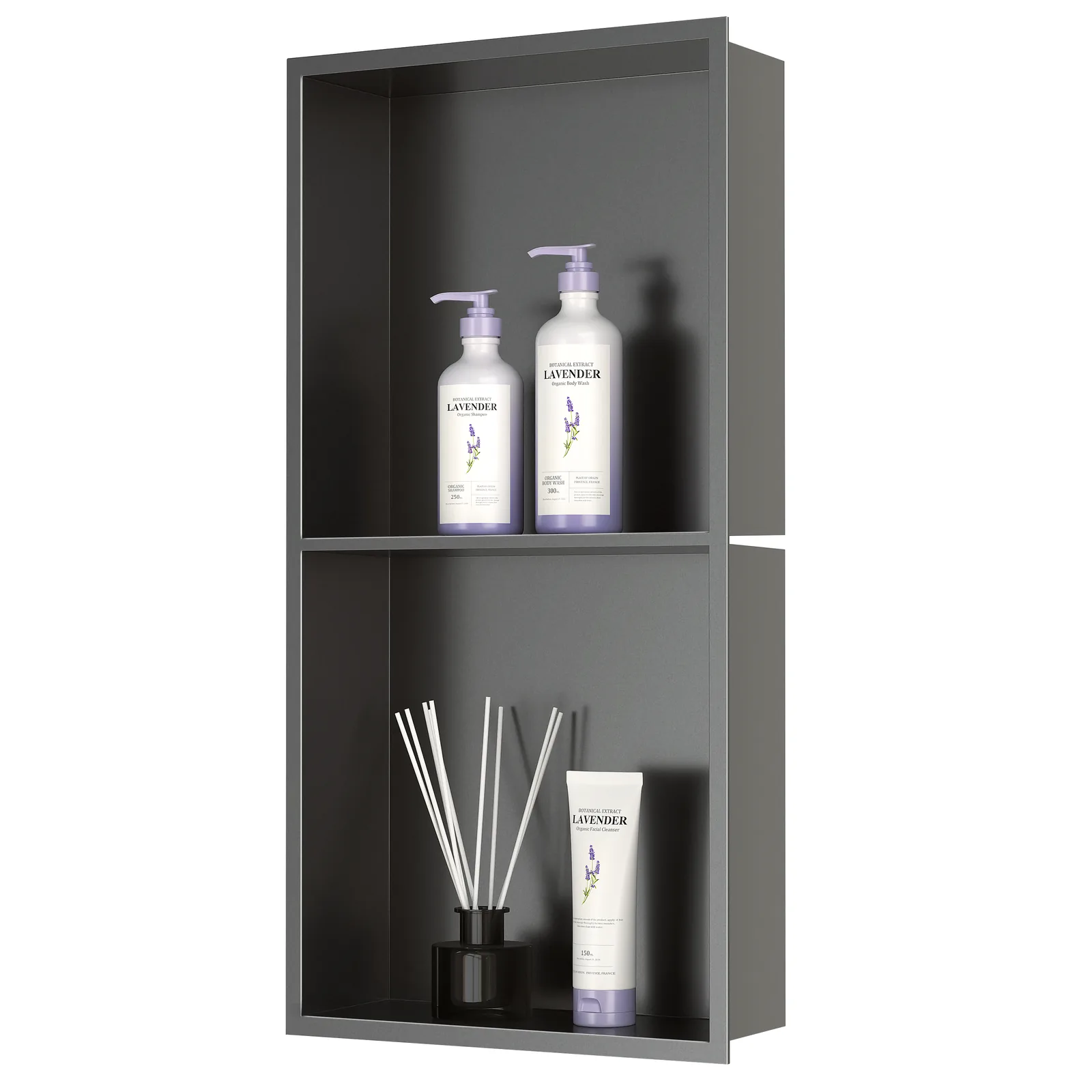 NB-1212 matte black single stainless steel shower niche